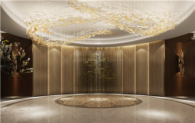 淺色胡桃木會所室內裝飾設計