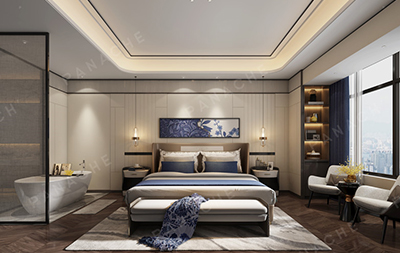 新中式家裝樣板房設(shè)計效果圖