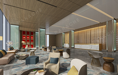 淺色胡桃木紋酒店室內(nèi)裝修設(shè)計(jì)